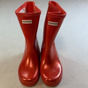 Hunter Red Gloss Kids Rain Boots